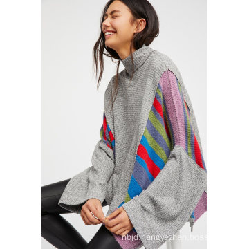Oversized Shape and Contrast Sweater and Knit Fabrications